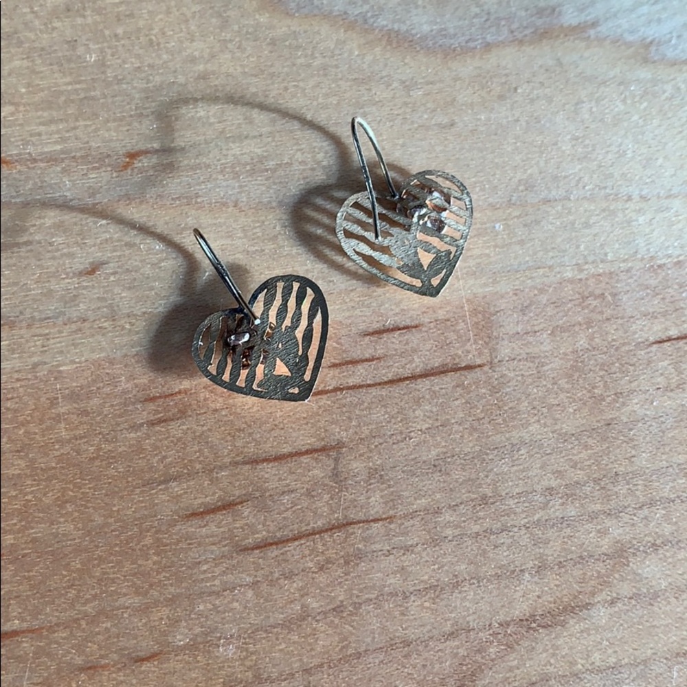 Gold and rose gold heart earrings - Picture 3 of 3